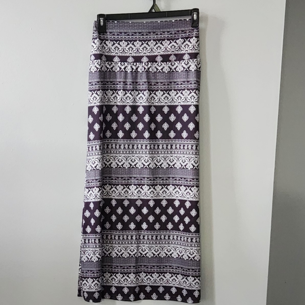 Elegant Blue and White Women's Maxi Boho Peasant Hippie Skirt
